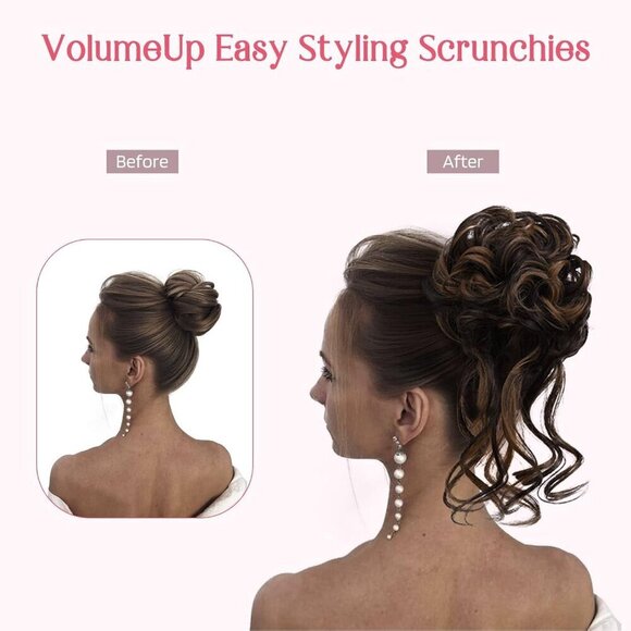 Messy Bun Hair Pieces Synthetic 2 Pack Tousled Updo Wavy Curly for Women main image 5